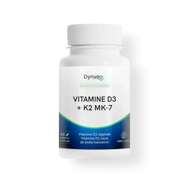 Vitamines D3 + K2 MK-7 - Flacon de 60 gélules